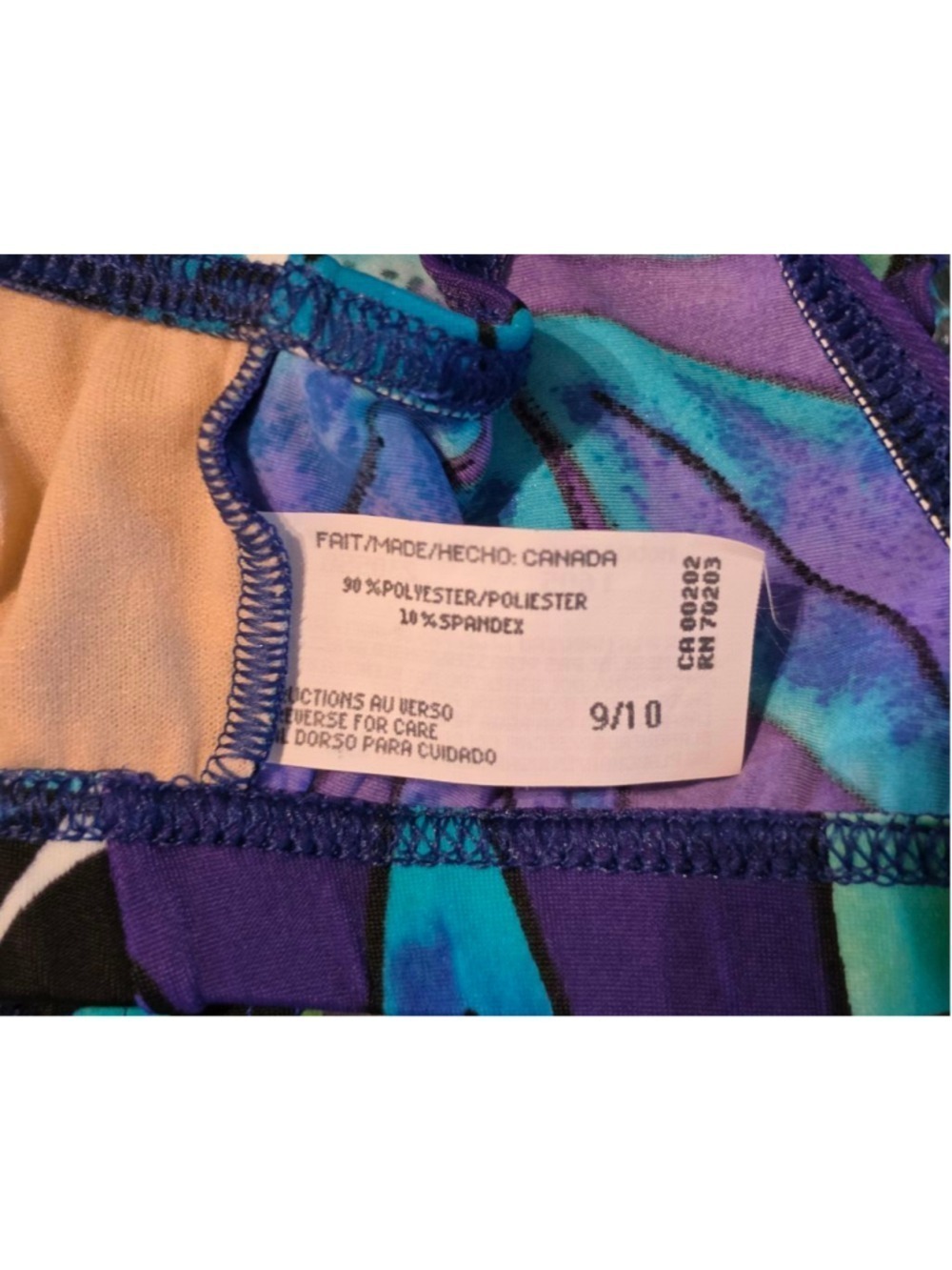 Christina Vintage Abstract Floral Bikini Teal Purple Black Size 9 10 - Picture 9 of 10